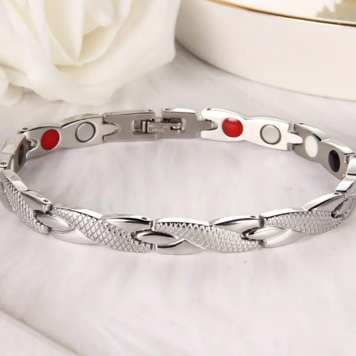 Silver Bracelet Red Black