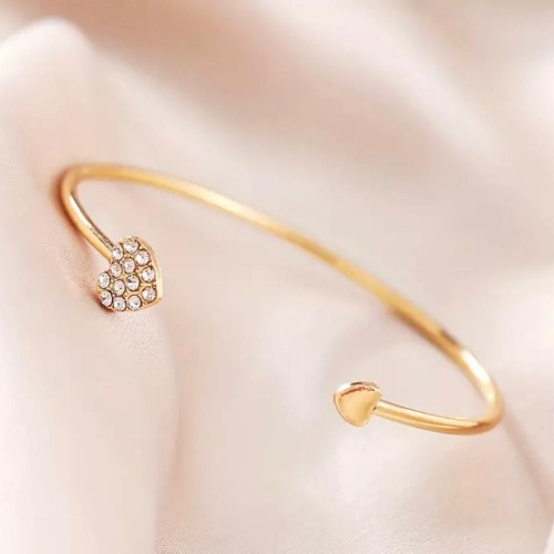 Gold Bracelet Bangle with Heart