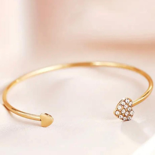 Gold Bracelet Bangle with Heart