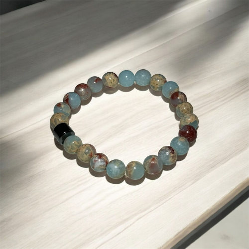 Silver And Blue Stone Elastic Bracelet