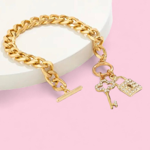 Bracelet Gold Bracelet Chain with Padlock and Key