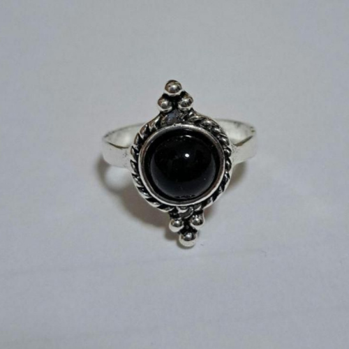 Silver Ring Black Stone