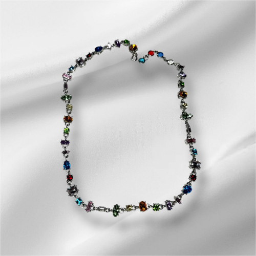 Silver Necklace All Colour Stone