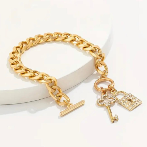 Bracelet Gold Bracelet Chain with Padlock and Key