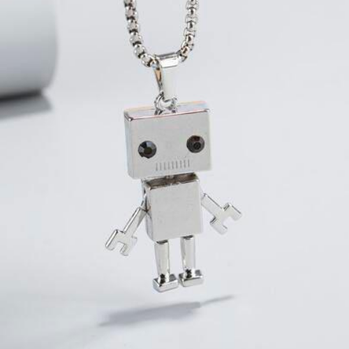 Silver Robot Necklace