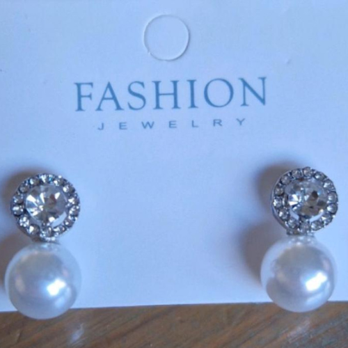 Earrings Silver Crystals Pearl