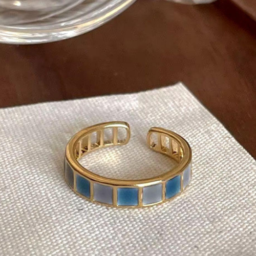 Golden Ring Blue Squares