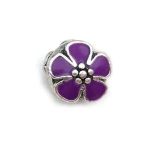 Ciondolo in argento con fiore viola