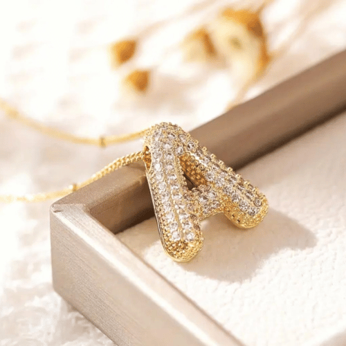 Luxury Alphabet Necklace Letter A with Zircon