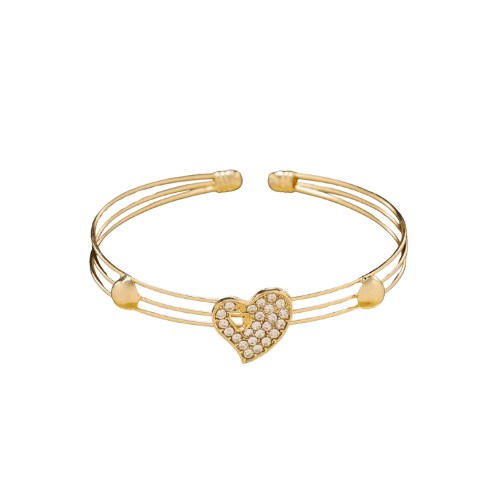 Bracciale dorato con cuore bianco