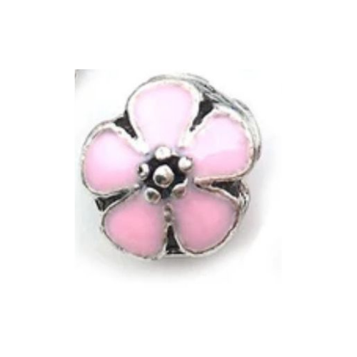 Ciondolo in argento con fiore rosa