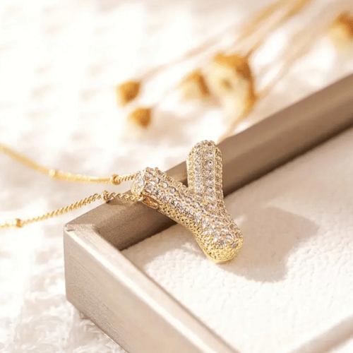 Luxury Alphabet Necklace Letter Y with Zircon