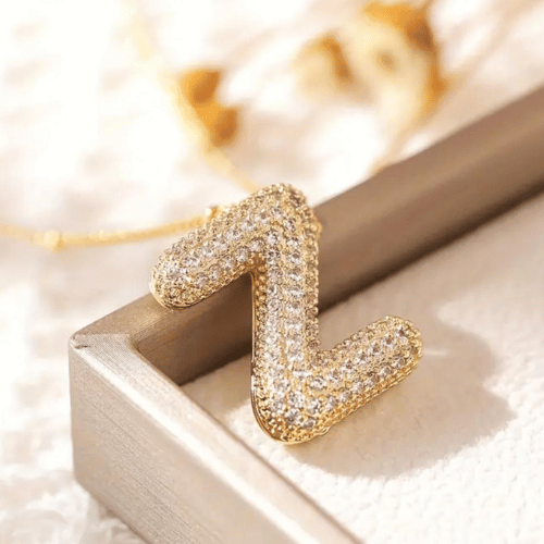 Luxury Alphabet Necklace Letter Z with Zircon