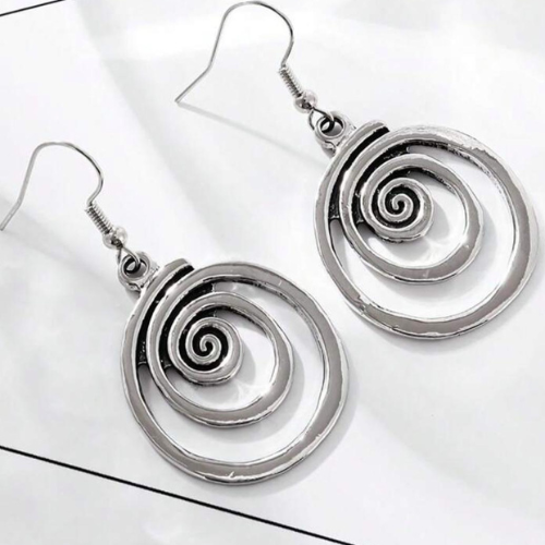 Earrings Silver Spiral Shape