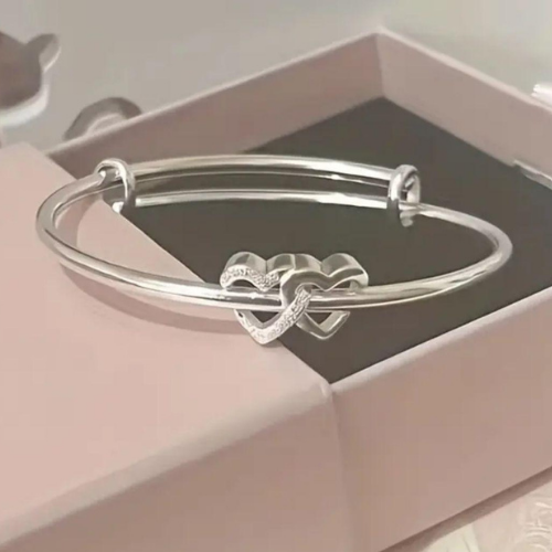 Silver Bracelet Heart Shiny