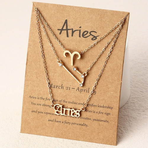 Aries Necklace Sign Golden