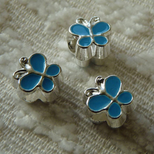 Charm Silver Blue Butterfly