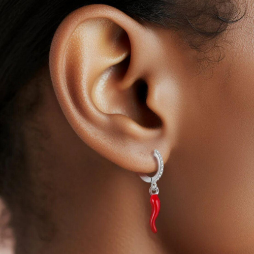 Silver Earring With Pepper