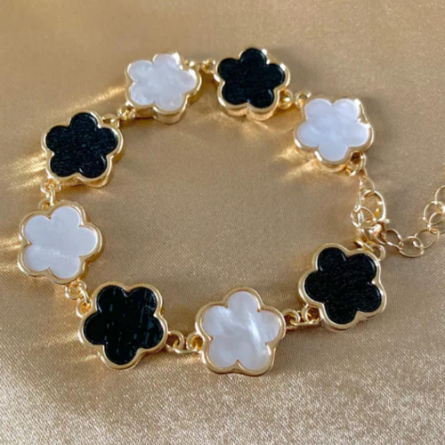 Bracciale Fiori Nero/Bianco