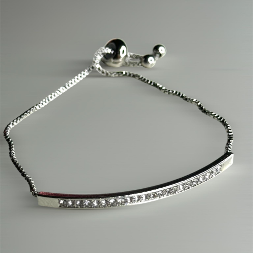 Silver Bracelet With Crystal Band