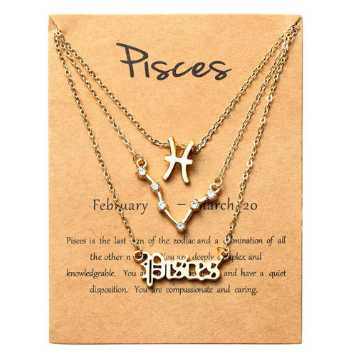 Pisces Necklace Sign Golden