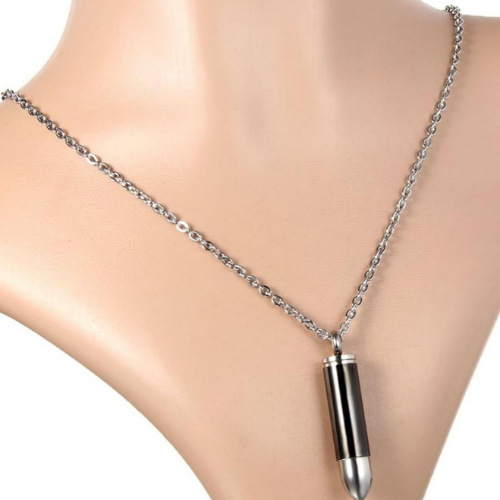 Silver Necklace Silver Bullet Black