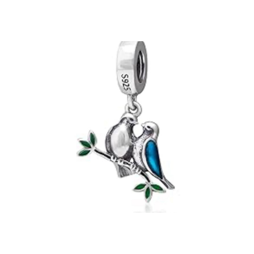 Charm Silver Blue Bird