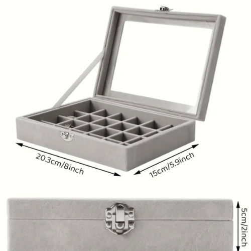 Caixa organizadora de joias cinza
