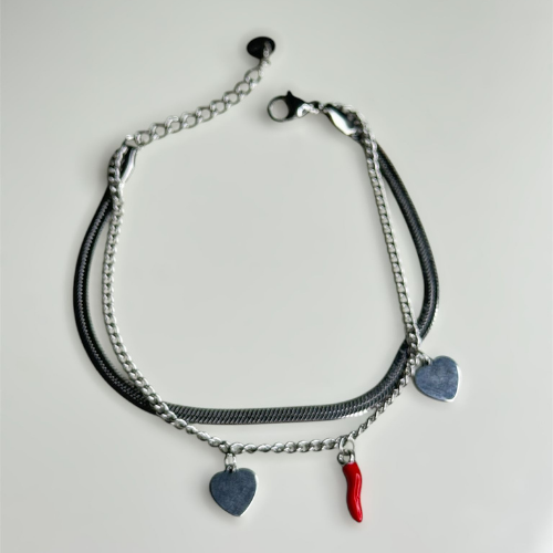 Silver Bracelet Heart Pepper