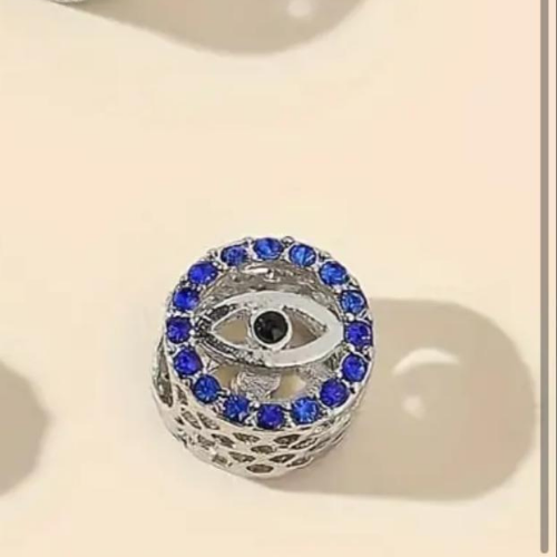 Charm Silver Eye/Blue Crystals