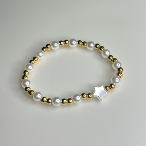 Gold And Pearl Heart Bracelet