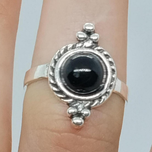 Silver With Black Stone