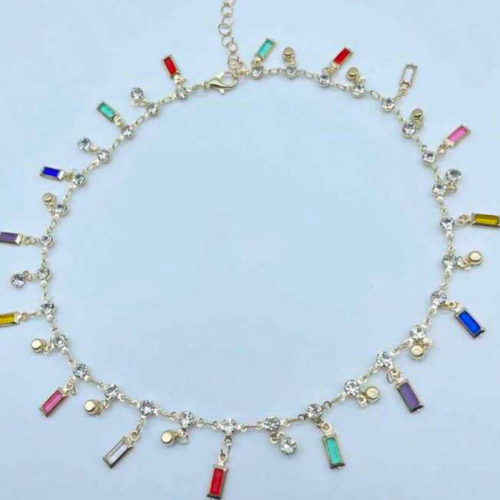 Golden Choker Necklace All Colour Stones