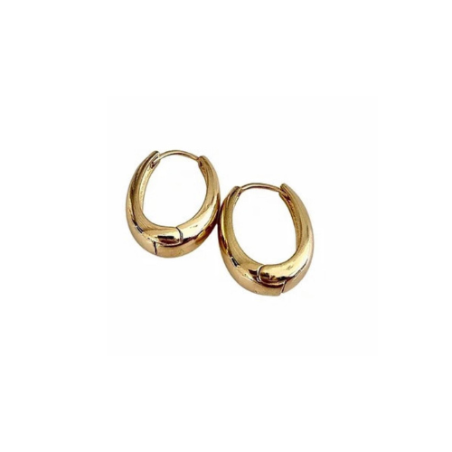 Earrings Golden Oval Shape