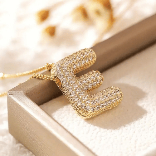 Luxury Alphabet Necklace Letter E with Zircon