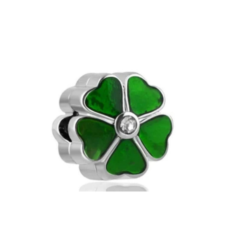 Green Clover Charm with Delicate Stone