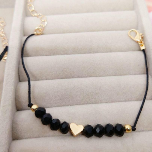 Black Stone Heart Bracelet