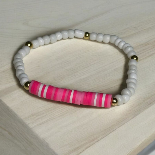 Pink And White And Gold Stone Elastic