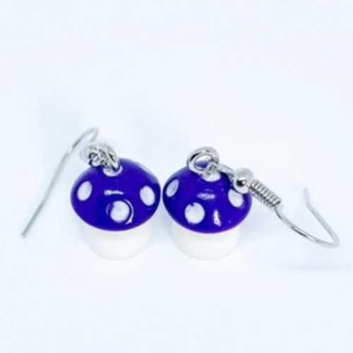 Earrings Purple Mushroom