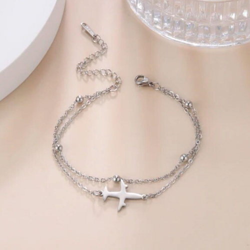 Silver Airplane Necklace