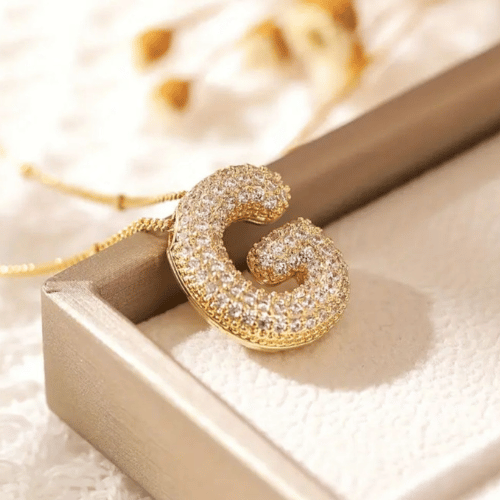 Luxury Alphabet Necklace Letter G with Zircon