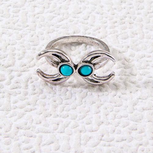 Silver Ring Moon Blue Stone