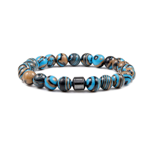 Blue Stone Elastic And Brown Bracelet