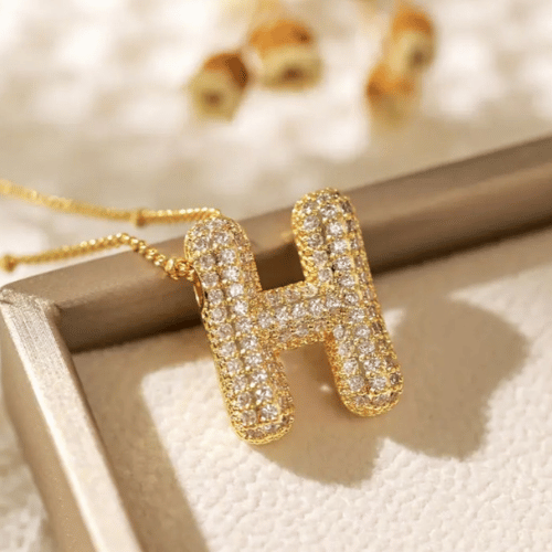 Luxury Alphabet Necklace Letter H with Zircon