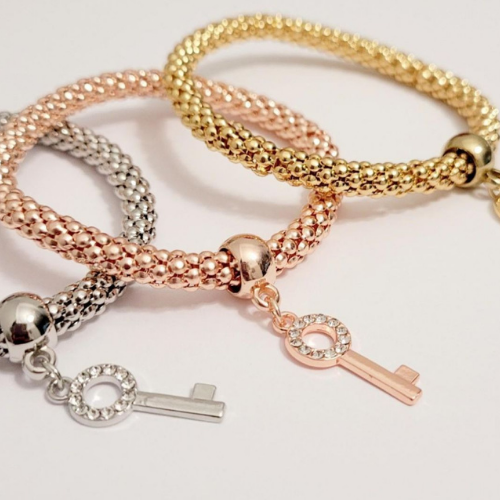 Bracelet Key With Zircon Rose Gold