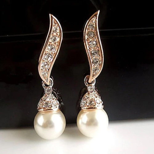 Earrings Rose Gold with Crystals/Pearls