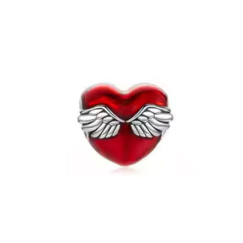 Charm Silver Heart/Wings