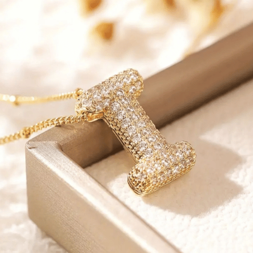 Luxury Alphabet Necklace Letter I with Zircon